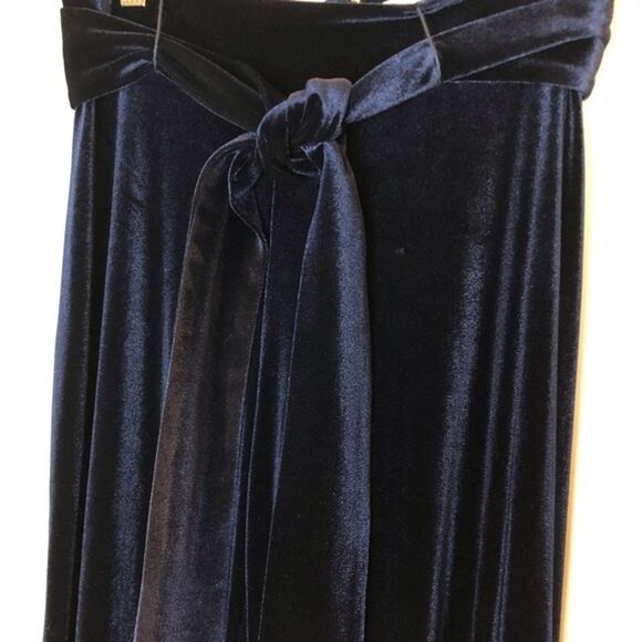 Misa Los Angeles Aliya Velvet Pant Wide Leg Full Length Date Trip Blue XS NWOT - Picture 2 of 12